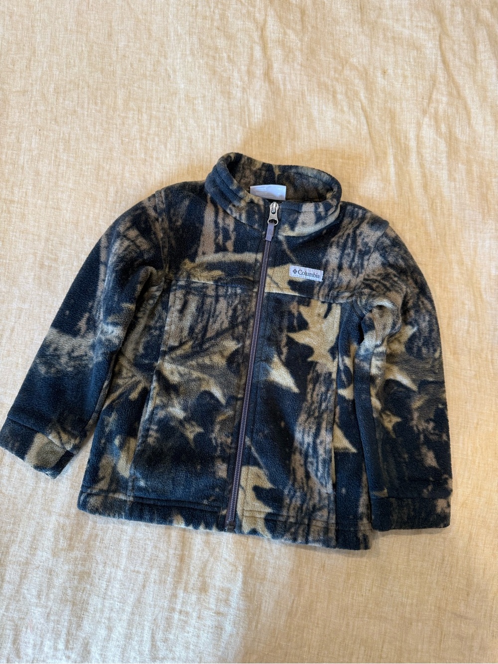 Columbia Kids Black and Tan Patterned Fleece Jacket